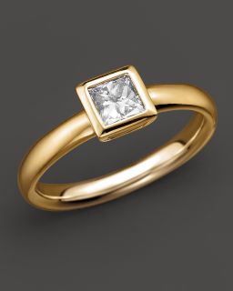 Bezel set Princess Cut Diamond Ring in 18K Yellow Gold, 0.50 ct. t.w