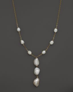 Cultured Freshwater Baroque Pearl 14K Yellow Gold Y Necklace, 18