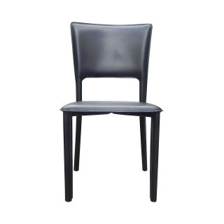 Metro Black Leather Side Chair