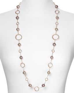 Majorica White Pearl and Rose Gold Loop Necklace, 36