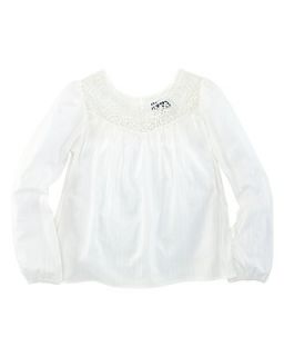 Ralph Lauren Childrenswear Girls Embroidered Yoke Top   Sizes 7 16