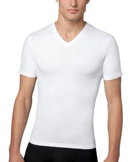 spanx cotton compression v neck tee price $ 58 00 color white size