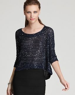 Aqua Sweater   Sequin High Low