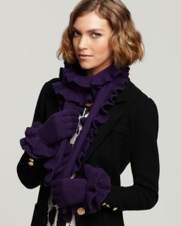 Collection 59 Cashmere and Wool Double Ruffle Scarf and Gloves