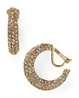 Lauren Ralph Lauren Medium Pave Encrusted Clip On Hoop Earrings