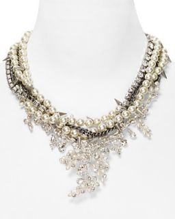 FOREVER by Fallon Multi Chain Pearl and Crystal Bib Necklace, 18