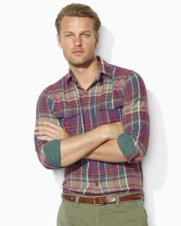 faced plaid cotton twill military shirt orig $ 98 00 was $ 58 80