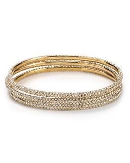 ABS by Allen Schwartz Crystal and Gold Bangle Set (set of three)