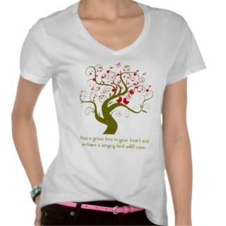 Keep A Green Tree In Your Heart Red Birds & Notes Tees