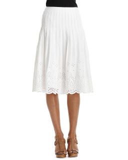 Lafayette 148 New York Pleated Eyelet Linen Skirt