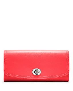 coach legacy leather slim envelope price $ 218 00 color bright coral