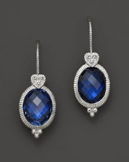 earring with heart on wire in lab created blue corundum price $ 195 00