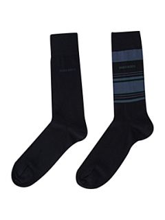Hugo Boss 2 pack stripe sock Navy   
