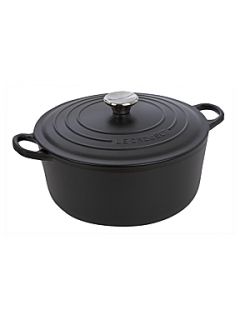 Le Creuset Black Satin Cast Iron 24cm Round Casserole Dish   