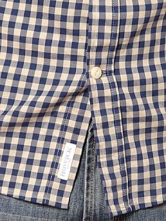 Howick Outsiders twill gingham long sleeve shirt Navy   