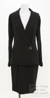 Karl Lagerfeld 2pc Black Wool Asymmetric Jacket Skirt Suit Size 36