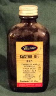 Vintage Castor Oil Medicine Bottle Pharmo Brown Amber Bottle