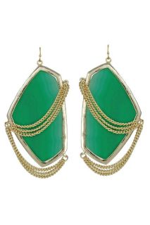 Kendra Scott New Kavita Gold Green Onyx Earrings