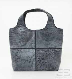 Raven Kauffman Couture Distressed Black Crocodile Tote Bag
