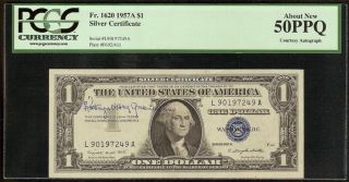 AU 1957 A $1 Dollar Bill Signed Autographed Silver Certificate Note