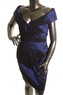 Kay Unger New Purple Taffeta Off Shoulder Ruched Semi Formal Dress 16