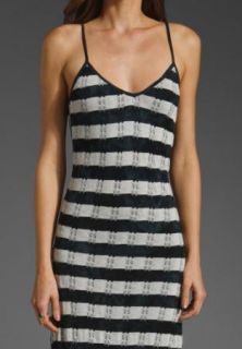 Womens Black White Striped Knit Kayla Maxi Dress New $165 Sz M