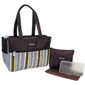 Gerber Blue Stripe Nylon 4 in 1 Diaper Tote Makes A Great Gift   Free