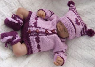 Baby or Reborn Knitting Pattern Keira Set, Cardigan, Hat, Trousers