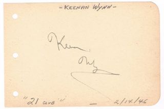 Keenan Wynn Signed JSA 1946 Vintage Autograph Album Page Actor Dr