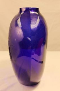 Large Kelsey Pilgrim Colbalt Blue Etched Vase