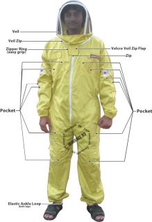 Yellow Bee Keepers Pest Control Protective Bee Keeping Suits w Free