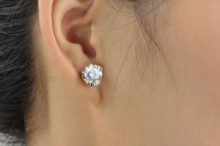 18K White Gold GP Austrian Swarovski Crystal Diamond Earrings E392A
