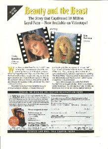 Beauty and The Beast Linda Hamilton Ron Perlman Full Page Video Ad
