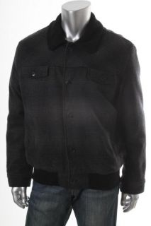 Kenneth Cole Reaction New IM So Plaid Wool Black Faux Fur Collar