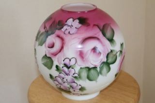Vintage Hand Painted Flowers GWTW Oil Kerosene Globe Lamp Shade