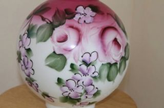 Vintage Hand Painted Flowers GWTW Oil Kerosene Globe Lamp Shade