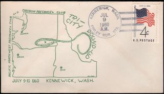Cachet of The Oregon Pre Cancel Club Kennewick WA 1960