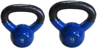 Vinyl Coated 10 and 15 lbs Kettlebell Set SHIP Priority Mail