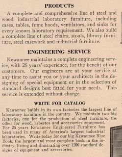 It says Kewaunee has two big factories; one produces steel furniture