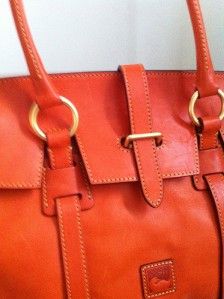 DOONEY & BOURKE Orange Florentine Leather Tab Collar Satchel Handbag