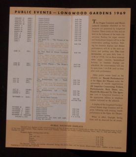1969 Longwood Gardens Schedule Events Kennett Square PA