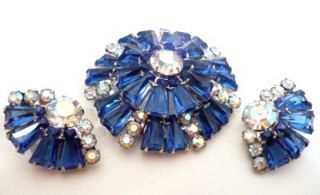 Vintage 1958 Juliana Keystones Brooch Earrings Set