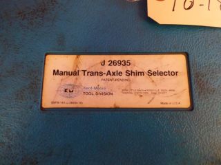 KENT MOORE MANUAL TRANSMISSION TRANS AXLE SHIM SELECTOR TOOL SERVICE