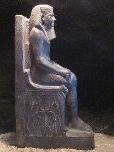 Egyptian Statue Sculpture of Pharaoh Khafre Seated on Throne of The