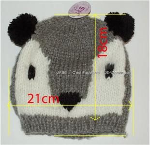 Crochet Knit Animal Costume Party Koala Hat Beanie Gray