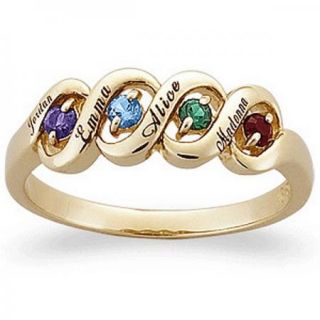 Silver with Gold Mothers Ribbon Birthstone Ring 2 to 5 Stones