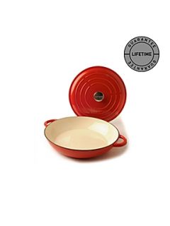 Linea Red 30cm low round cast iron casserole   