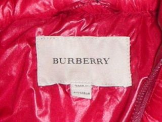 Burberry Childrens Kids Poppy Red Faux Fur Puffer Parka Coat Jacket