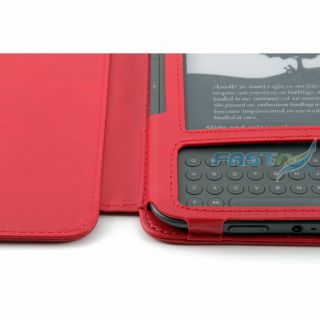 Kindle 3 Luxury Red Leather Case LED Reading Light