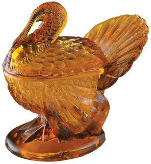 Amber Glass Turkey Candy Dish by Miles Kimball